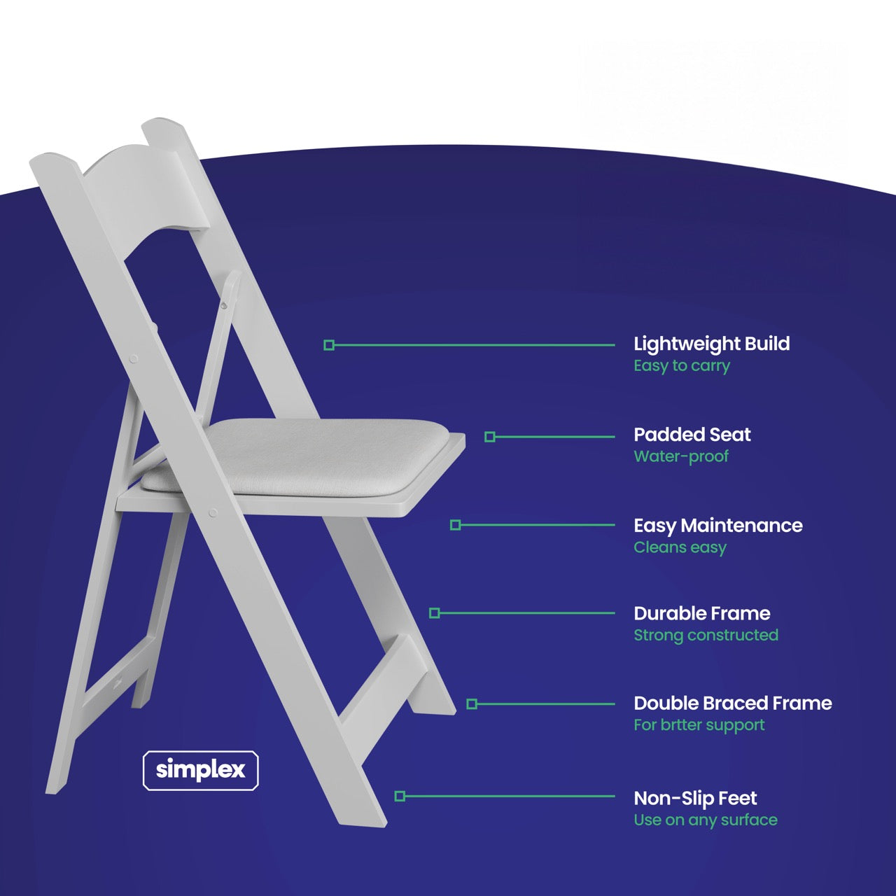 White Resin Stackable Folding Chair